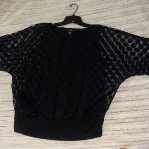 Alfani Black Textured Dot Blouse